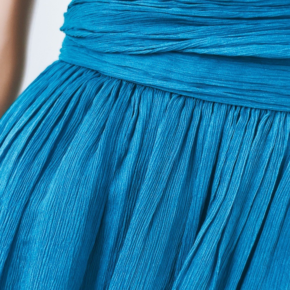 J.Crew Dark Teal Blue Silk Fit and Flare Dress - Picture 4 of 9